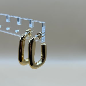 Rectangle Stud Hoop Earrings trending Gold Hypoallergenic Modern Minimalist Bridal Waterproof