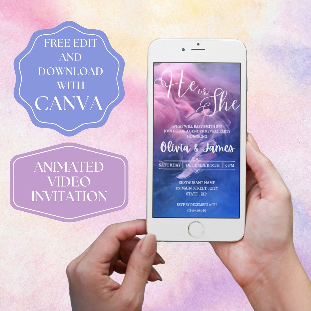Editable Gender Reveal Invitation , Gender Reveal Invitation , Digital