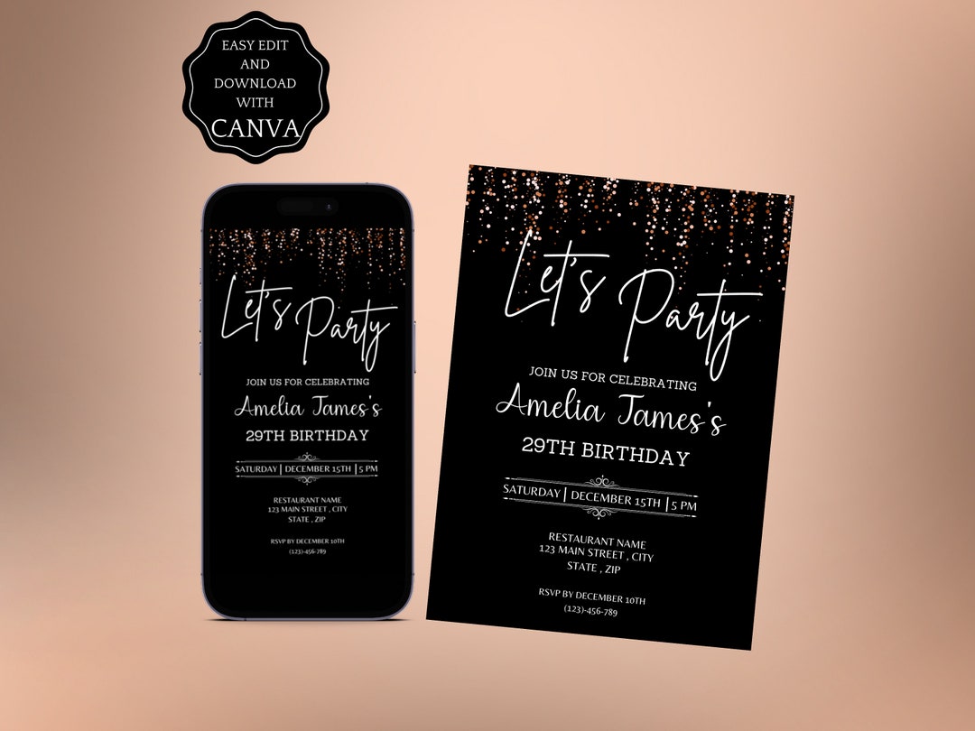 Digital Birthday Invitation , Editable Birthday Invitation, E-invite
