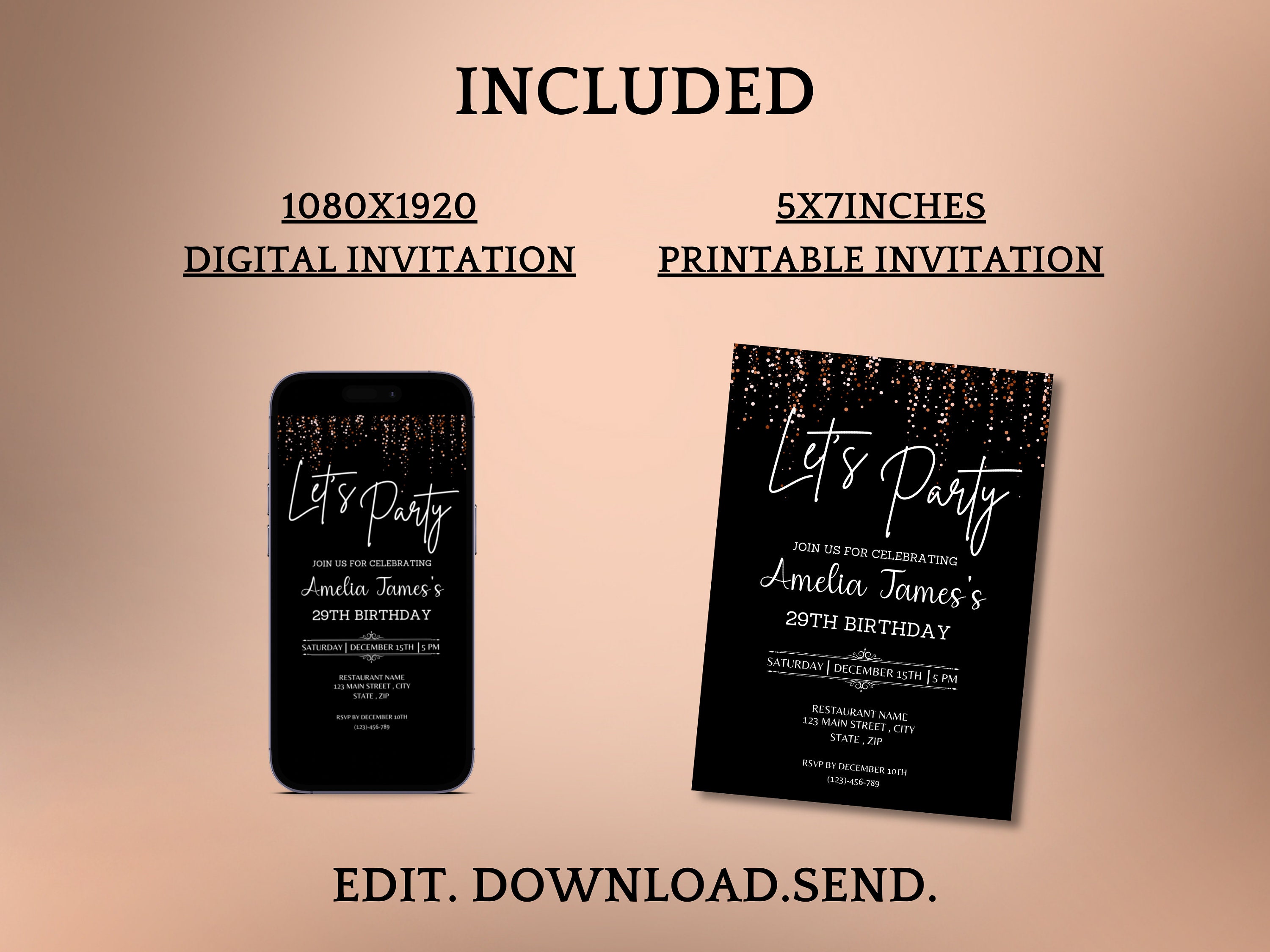 Digital Birthday Invitation , Editable Birthday Invitation, E-invite ...