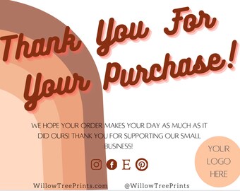 Minimalistic Thank You Card Small Business I Simple Canva Thank You Templet I Customizable Small Business Thank You Card Templet I