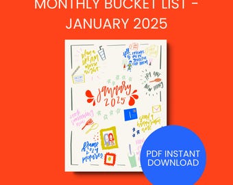 January 2025 Bucket List + Calendar + Weekly List Printable Package // adventure, monthly, planning,