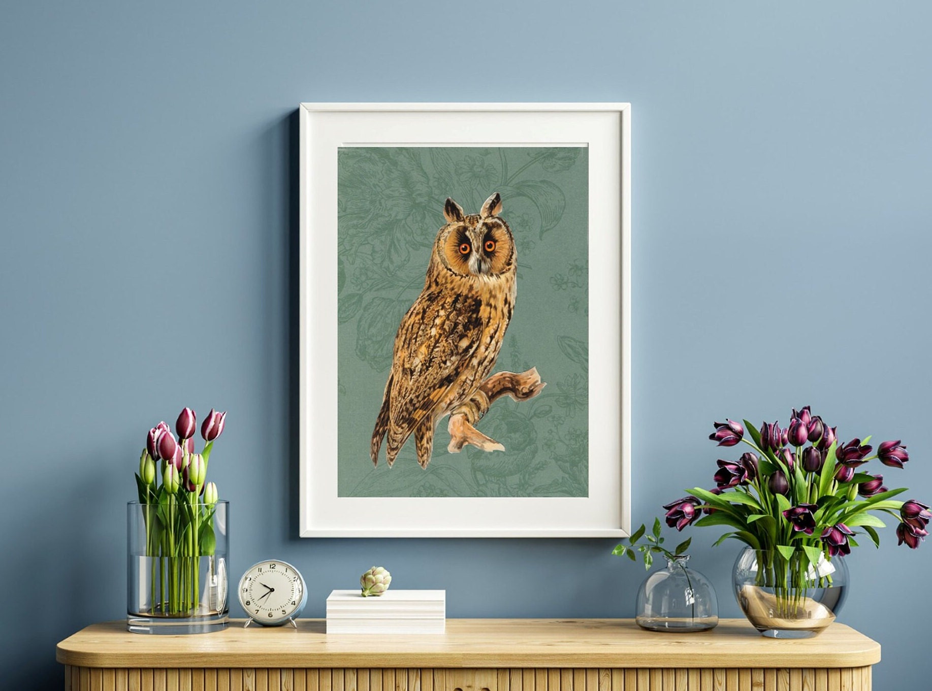 Long-eared owl collage digital print