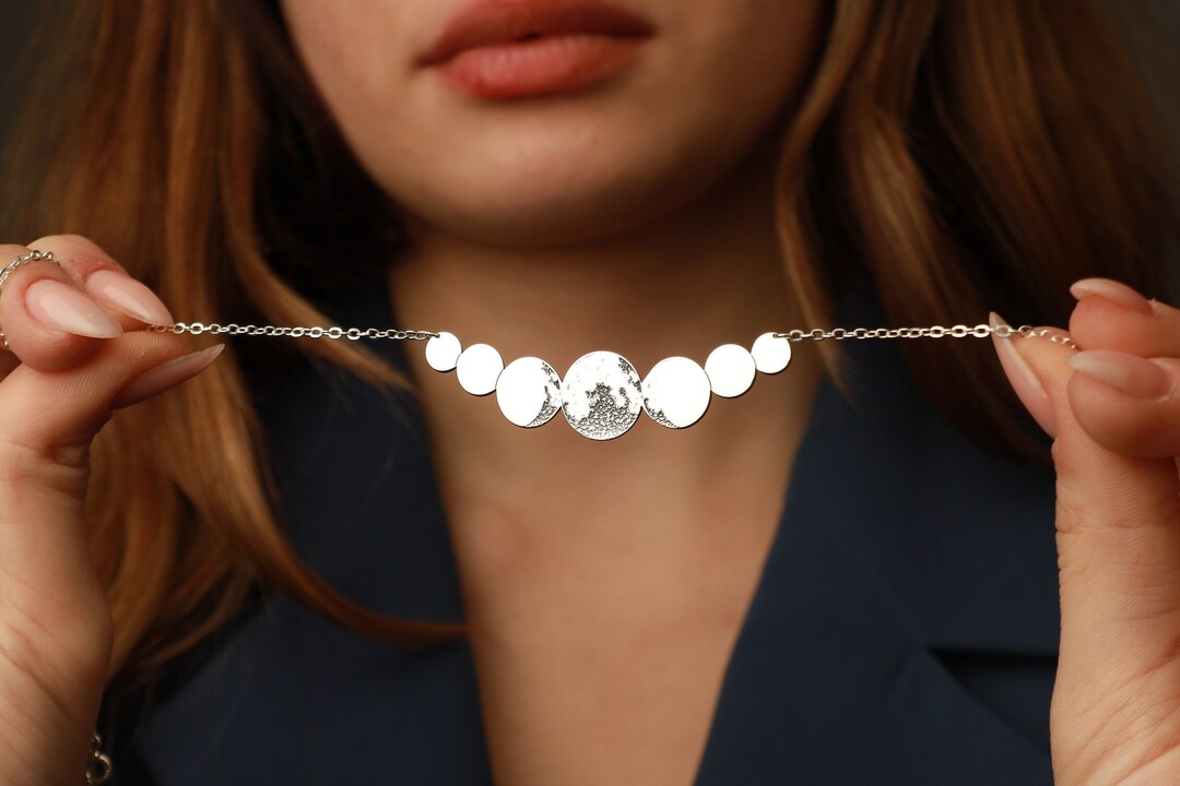 925ct Sterling Silver Moon Phases Necklace Full Moon - Etsy