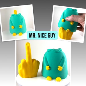 Mr. Nice Guy Middle Finger Gag Figure - Funny Office Gag or Desk Decoration - Gift for Him or Her - Unexpected Flip Off