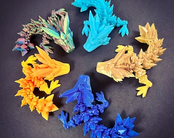 Bulk Party Pack - Articulated Baby Crystal Dragons: Assorted Colors - Ideal Birthday Party Favors, Child, Friend & Classmate Gifts