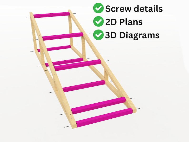 Pink Ramp Pet Ramp Build Plan - Wooden Dog & Cat Ramp | Modern Pet Ramp for Beds ...