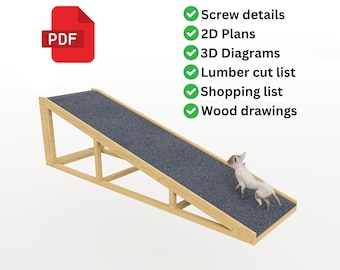 Pet Ramp Build Plan - Wooden Dog & Cat Ramp | Modern Pet Ramp For Beds - Digital Download