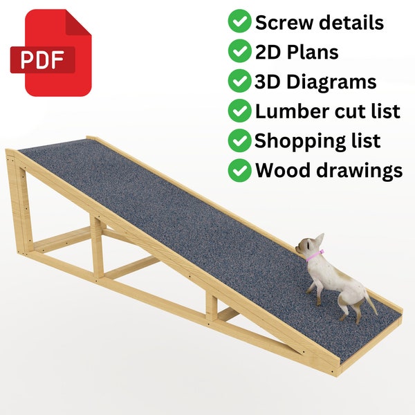 Pet Ramp Build Plan - Wooden Dog & Cat Ramp | Modern Pet Ramp For Beds - Digital Download