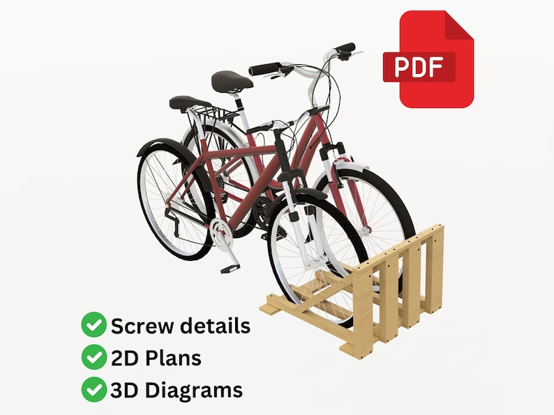 Perfect for garage or outdoor storage, this plan is designed to help you build a sturdy, space-saving bike rack.