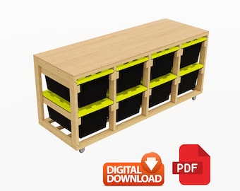 8 Unit Horizontal Storage Rack Rolling Garage Storage Shelves DIY 27 Gallon Tote Storage Rack Instant Download Etsy Canada