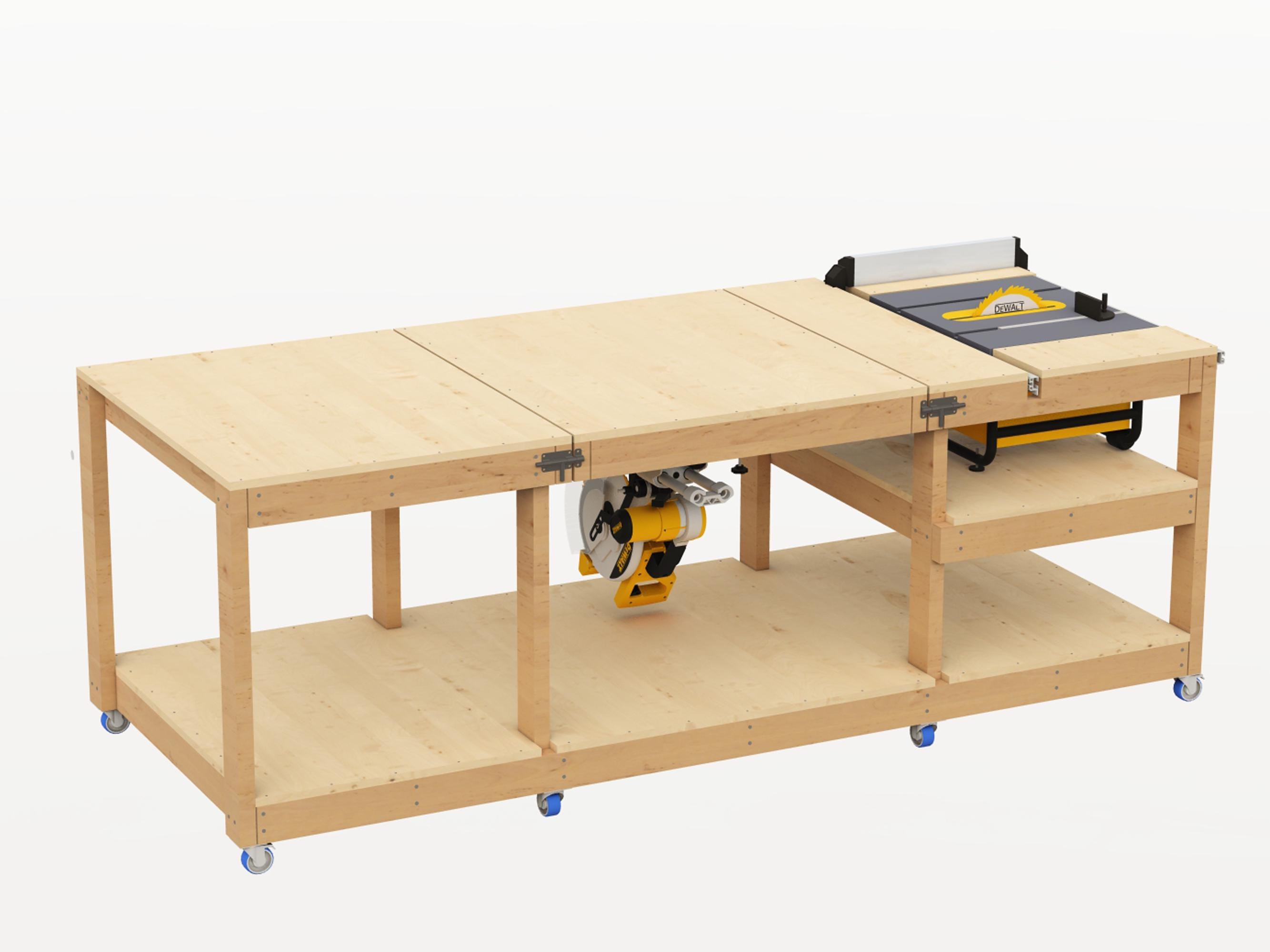 Table Saw Mobile Workbench Plans | Flip Top Miter Saw Plans | PDF ...