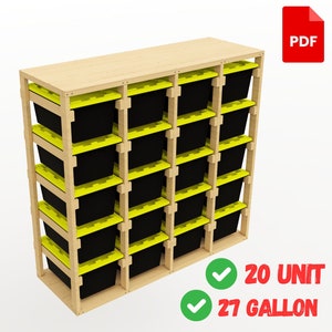 20 UNIT Storage Shelves Plans, 27 Gallon DIY Tote Storage Rack | PDF - Instant Download