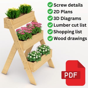 3 Tier Planter Box Plan | Pflanzkasten für Balkon | Blumentopf Box, Gartenkasten, Instant Download