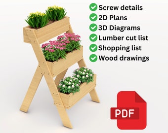 3 Tier Planter Box Plans | Planter Box Plans for Balcony | Garden Planter Box, Instant Download