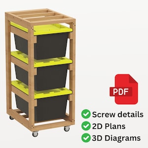 DIY Garage Storage Shelves(1x3) | 27 Gallon Tote Rack Plans | Digital Download