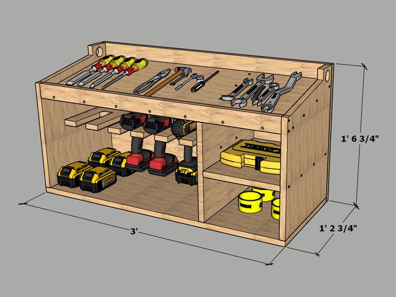Tool Rack Writen Chart.pdf Cordless Tool Storage Station Plans | DIY Tool Organizer Rack | Digital ...