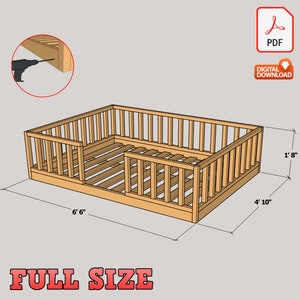 Digitale plattegrond montessoribed op volledige grootte, bouwplan montessoribed zelf maken - pdf