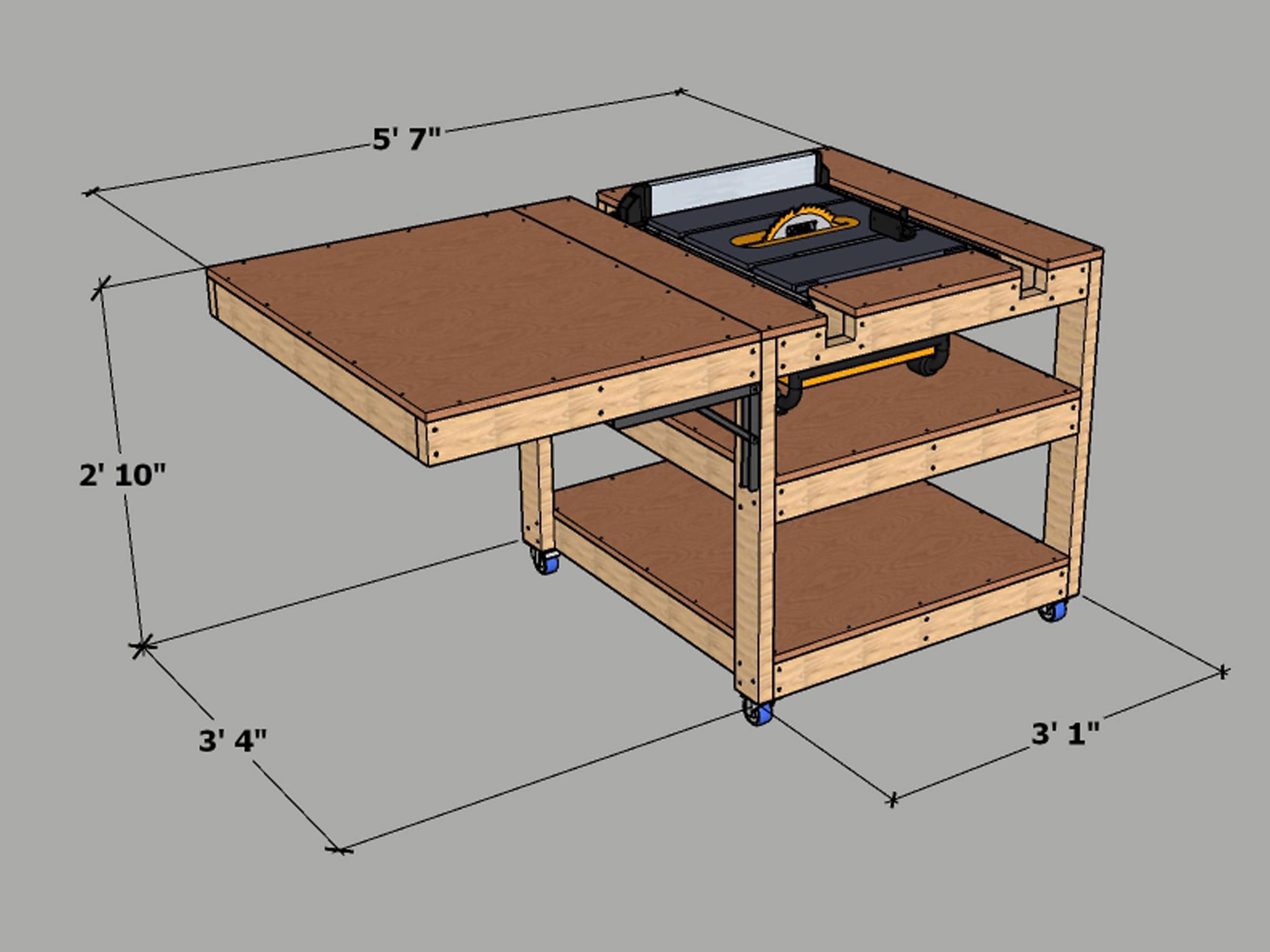 Bench Rtable Saw Compact Mobile Workbench for Table Saw | Table Saw Workbench Plans - Etsy