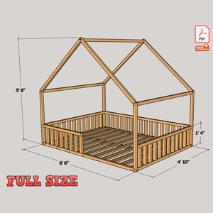 Full Size Montessori Floor Bed Digital Plan, DIY Montessori Floor Bed Build Plan - PDF