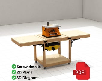 DIY Workbench Plans | Sturdy and Portable Mobile Work Table | Sander and Planer Stand | PDF Plans