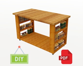 Simple Kitchen Island Build Plan, Kitchen Island With Shelves - Digital Product