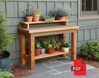 Potting Bench Digital Plan | Outdoor Potting Bench Build Plan, Garden Potting Bench | Instant Download