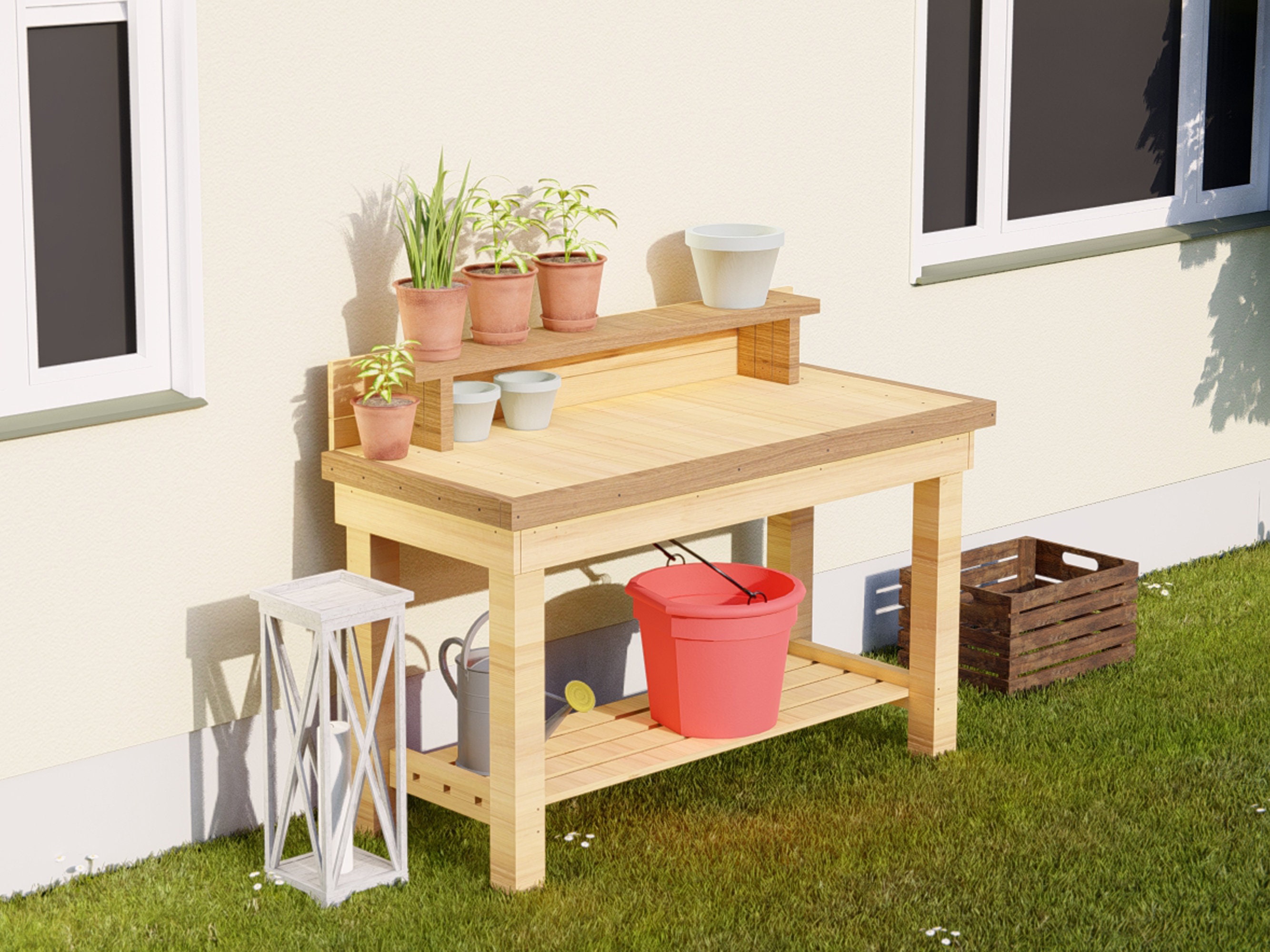 Potting Bench Digital Plan | Outdoor Potting Bench Build Plan, Garden ...