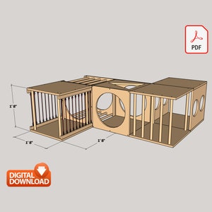 Montessori Climbing Blocks Plan, Transformable 5 cube blocks, Combinable Montessori Cubes, Climbing maze for toddler, Woodworking Project