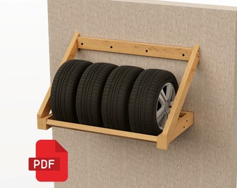 Planos de estanterías para neumáticos para colgar en la pared / Solución de almacenamiento de neumáticos - Descarga digital
