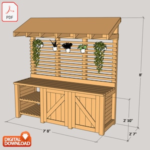 Potting Bench Digital Plan, DIY Outdoor Work Station Build Plan - PDF