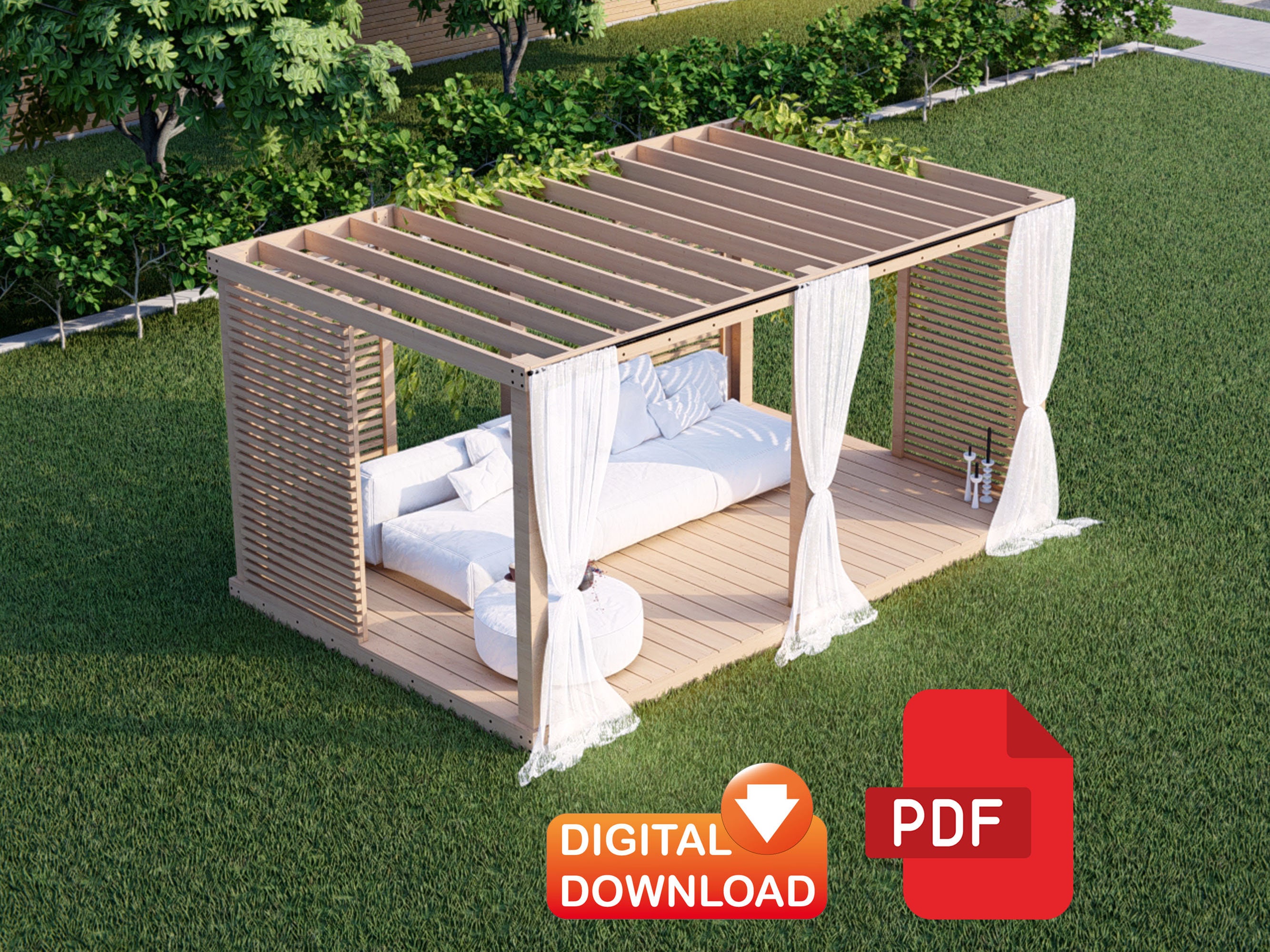 Plans de pergola 10 x 16 | Plans simples de pergola de jardin, pergola extérieure | Téléchargement PDF