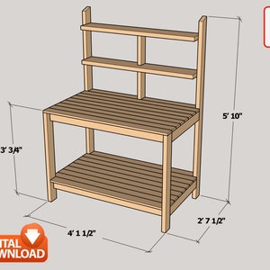 Potting Bench Digital Plan, DIY Outdoor Work Station Build Plan - PDF ...