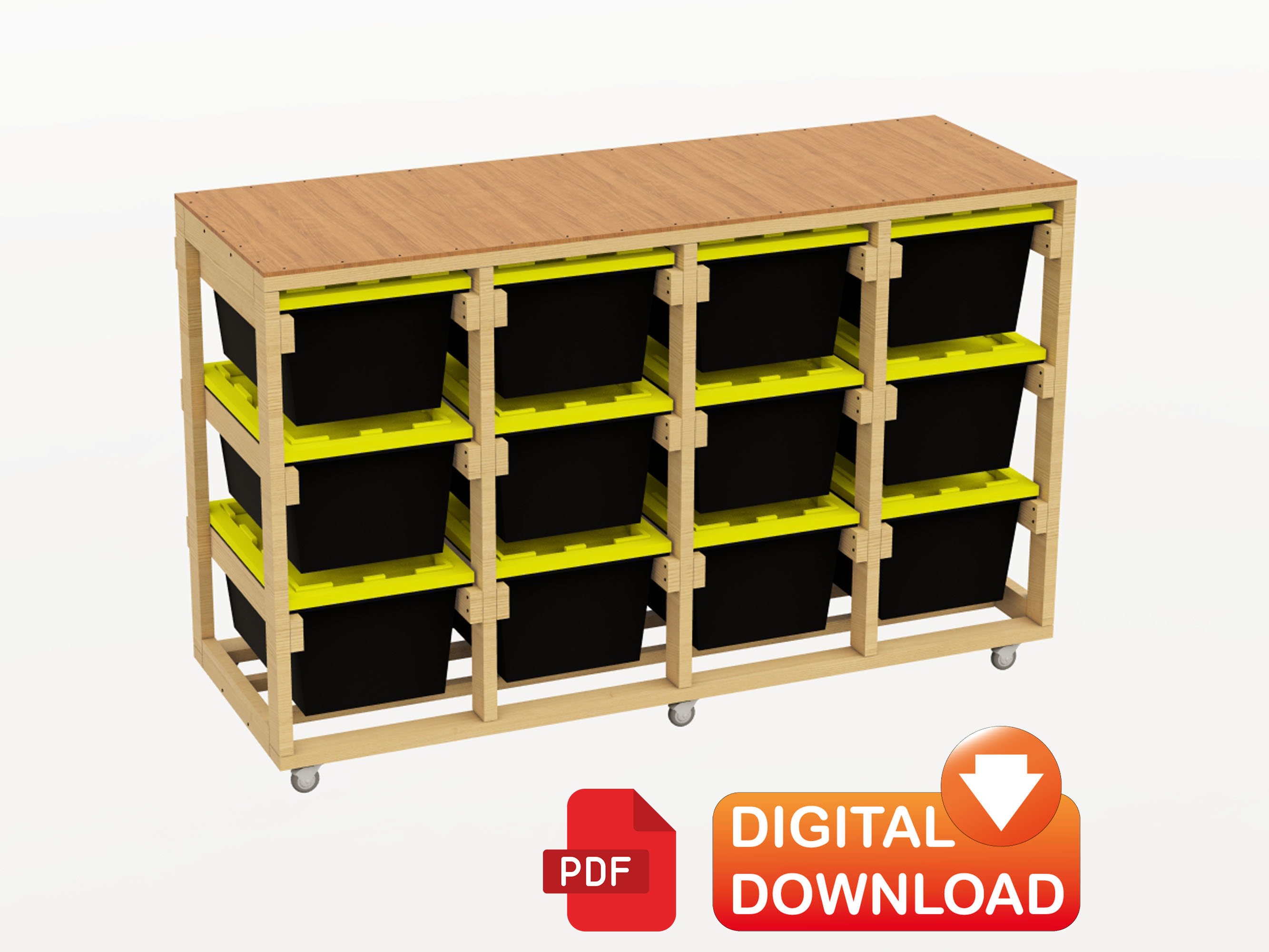Rolling Storage Rack Plans | 27 Gallon Tote Organizer | 4x3 Garage