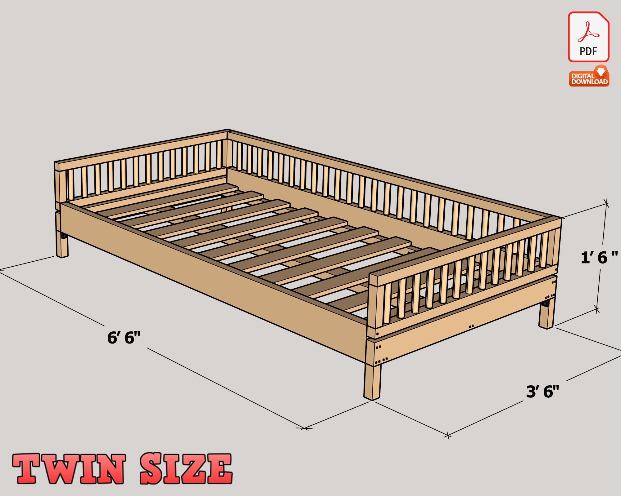 Twin Size Montessori Floor Bed Digital Plan, DIY Montessori Floor Bed
