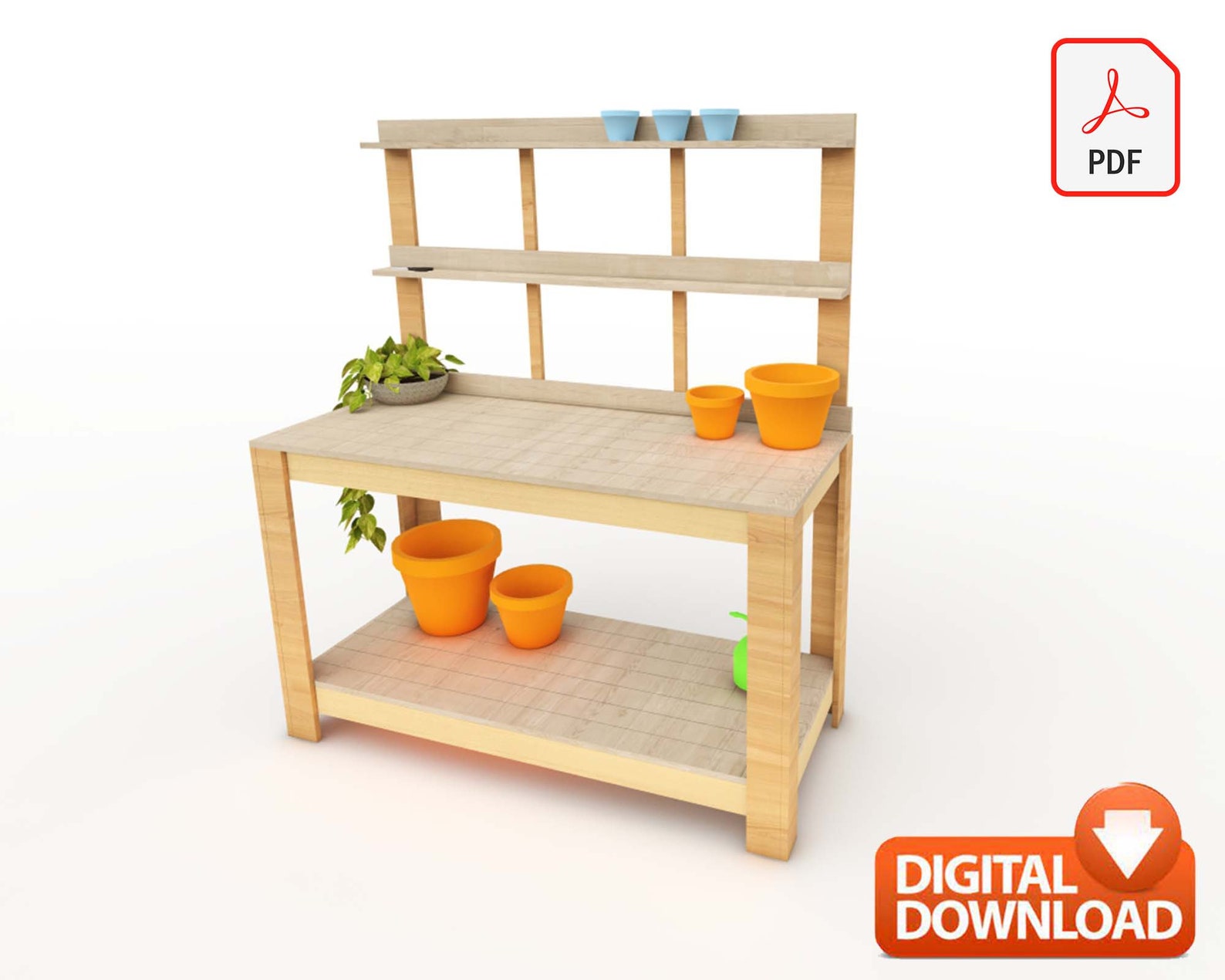 Potting Bench Digital Plan, DIY Outdoor Work Station Build Plan - PDF ...