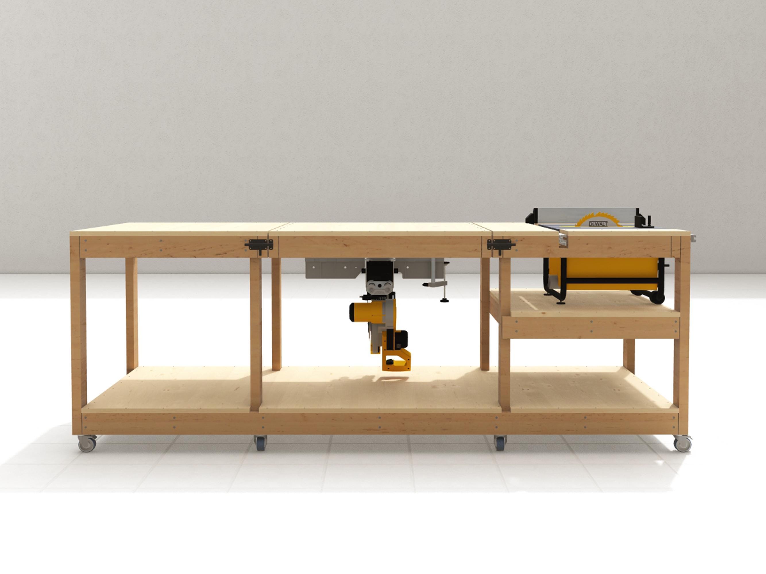 Table Saw Mobile Workbench Plans | Flip Top Miter Saw Plans | PDF ...