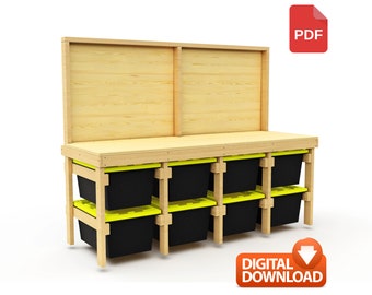 Garage Storage & Work Bench | 27 Gallon Tote Storage - Digital Download