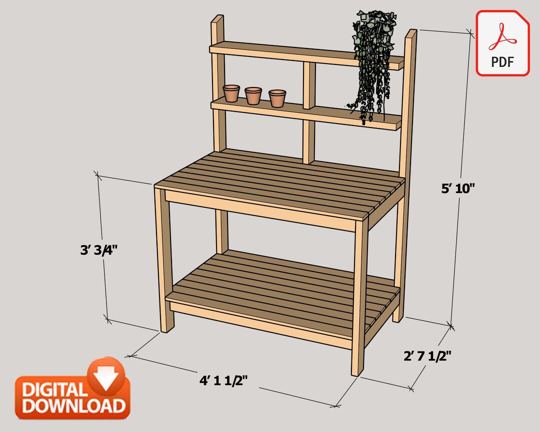 Potting Bench Digital Plan, DIY Outdoor Work Station Build Plan PDF - Etsy