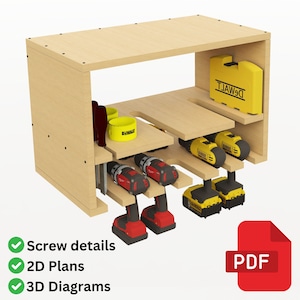 DIY Cordless Tool Station Plans | Build Your Own Tool Organizer - Instant PDF Download