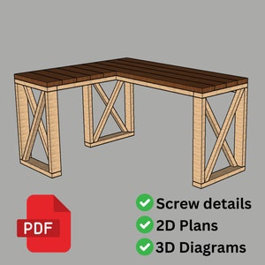 Corner Desk Build Plans | Farmhouse Desk Plans - Digital Download
