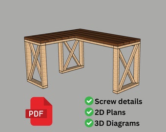 Corner Desk Build Plans | Farmhouse Desk Plans - Digital Download