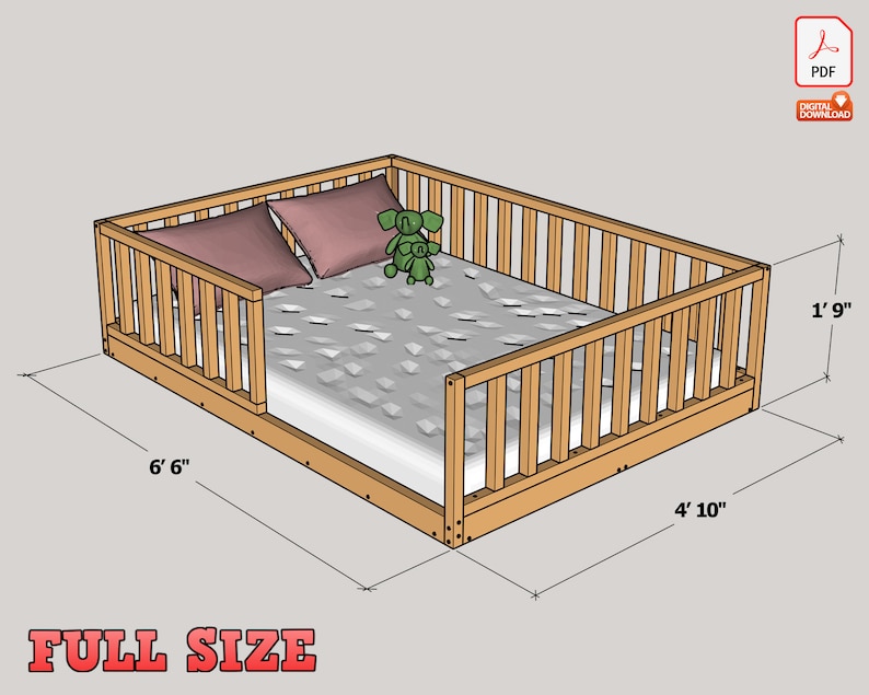 Full Size Montessori Floor Bed Digital Plan DIY Montessori Etsy