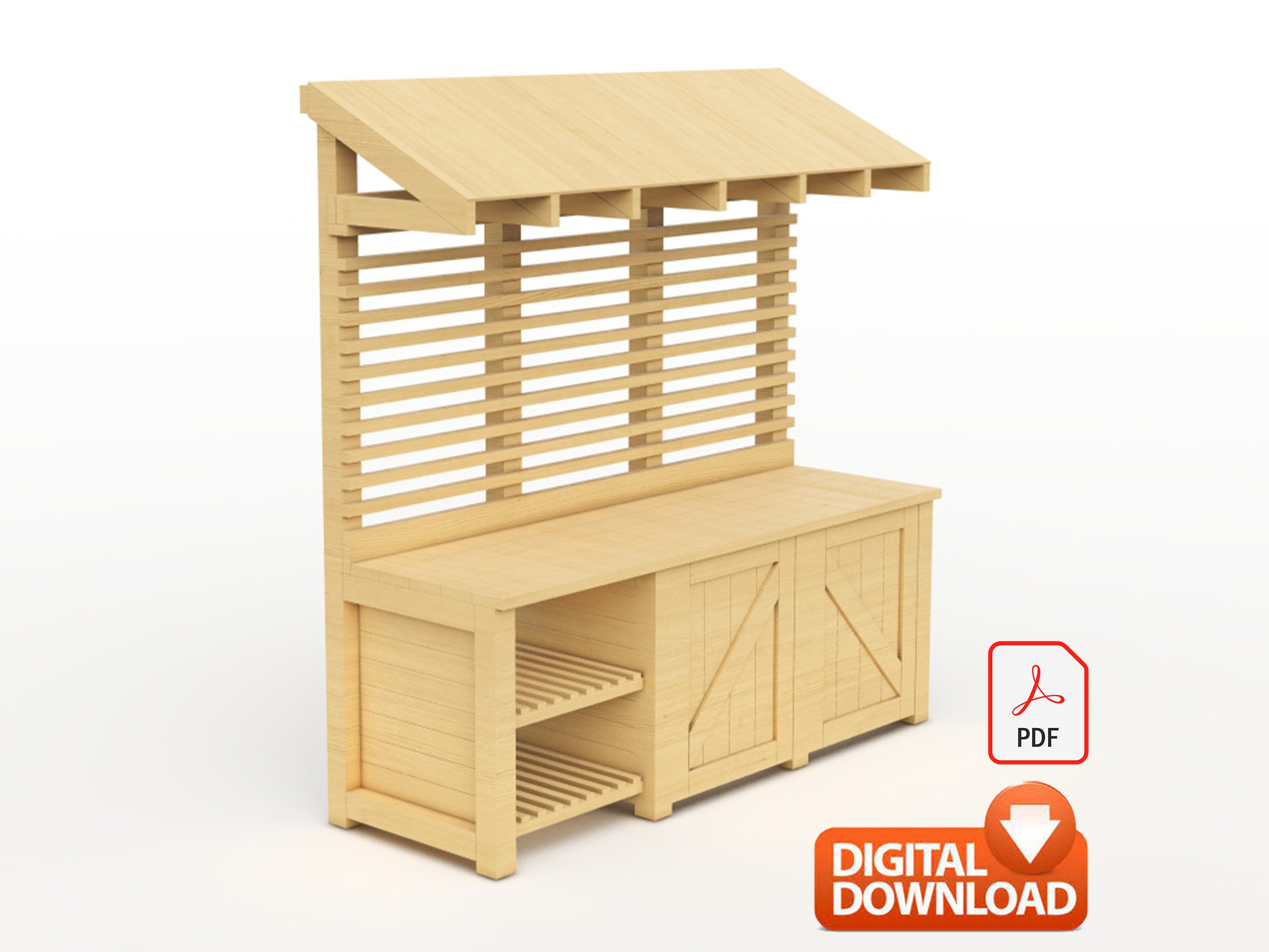 Potting Bench Digital Plan, DIY Outdoor Work Station Build Plan - PDF ...