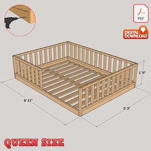 Queen Size Montessori Floor Bed Digital Plan, DIY Montessori Floor Bed Build Plan - PDF