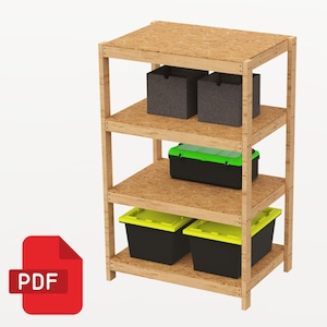 DIY Garage Organization Plans - Tote Rack Storage, Digital Download PDF