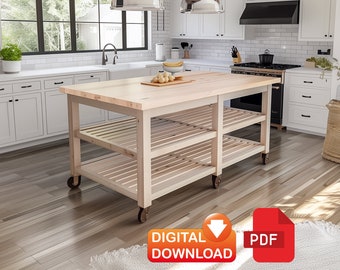Kitchen Island Build Plans, Kitchen Storage & Kitchen Island | Wooden Kitchen Island Plans - Digital Download