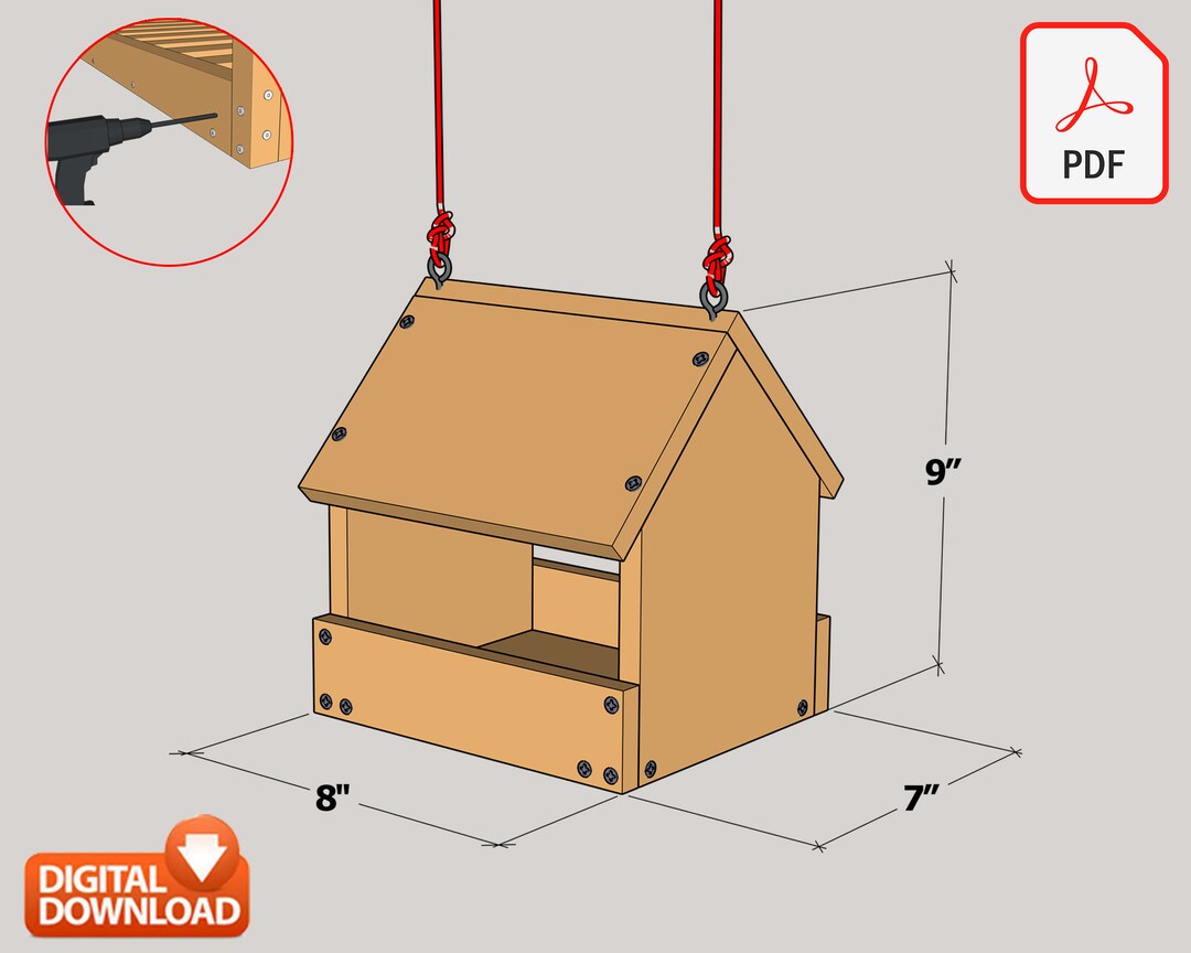 Bird House Build Plan, 8''x 7'',simple Bird House, Woodworking Project