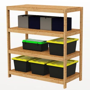 Heavy Duty Tote Rack Plans | DIY Garage Storage Plans | 3 Tier Garage Storage Rack | Digital Download