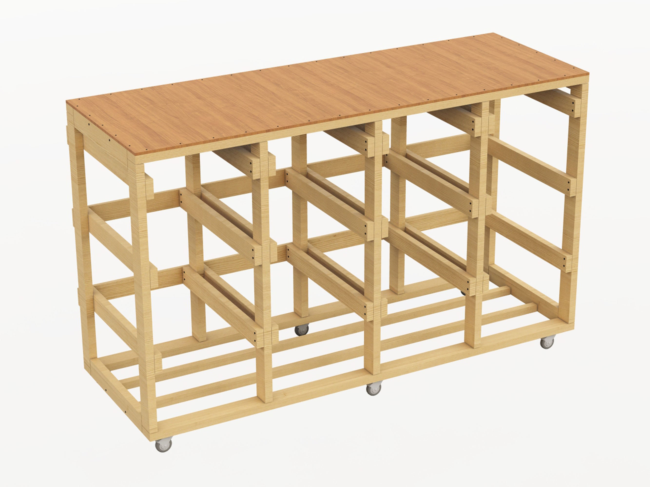 Rolling Storage Rack Plans | 27 Gallon Tote Organizer | 4x3 Garage ...